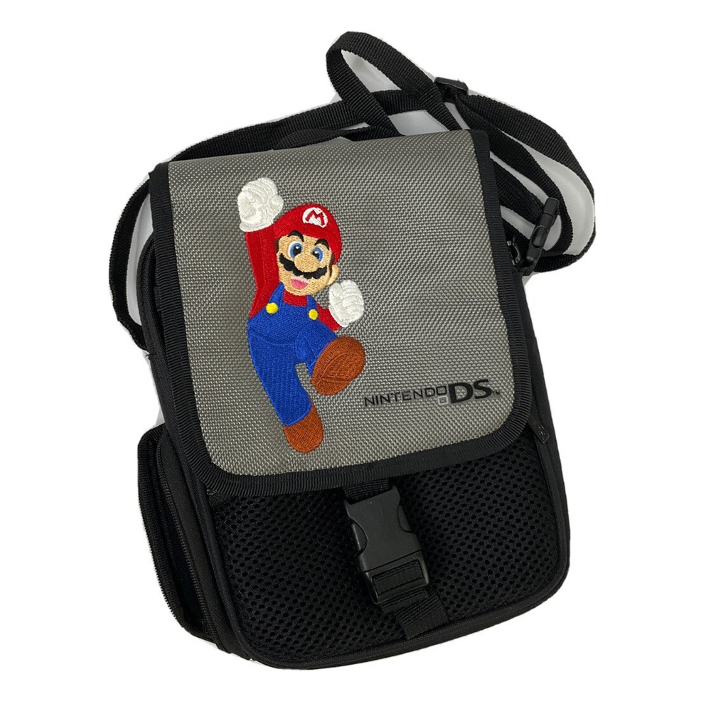 Nintendo DS‎ Super Mario Bag Travel Carry Black Embroidered Adjustable Strap
